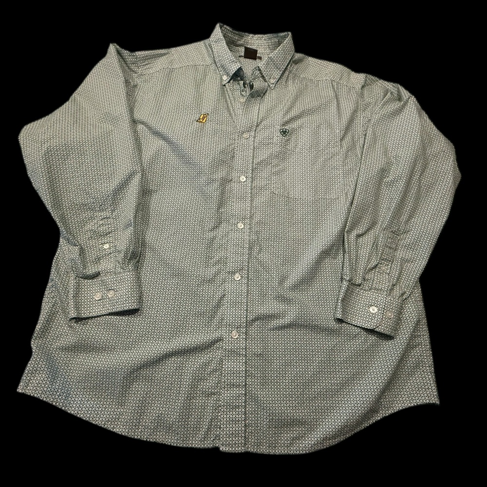 Ariat Green Patterned Casual Button Down Shirt - image 1